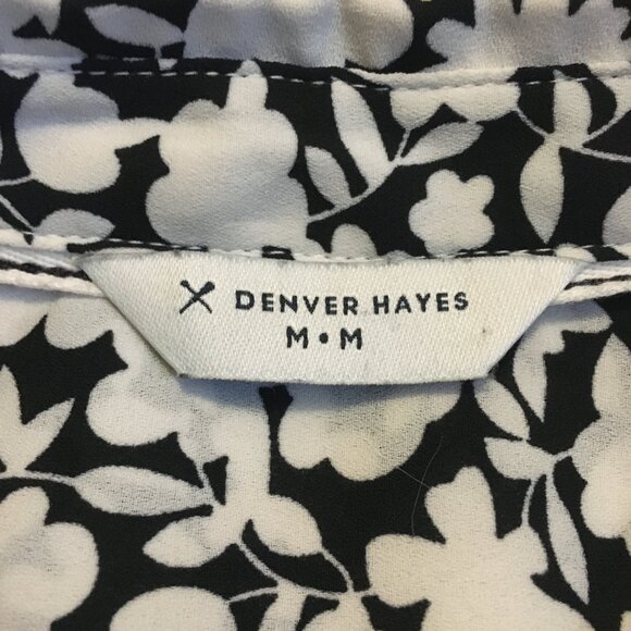 B&W Floral Country Girl Chiffon Flutter Sleeve Tie Hem Button Up Blouse - Picture 10 of 16